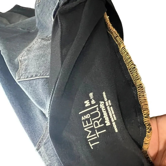 Time and Tru Maternity Jeans Size Medium 8/10 Distressed Skinny Cropped Denim - Picture 7 of 7